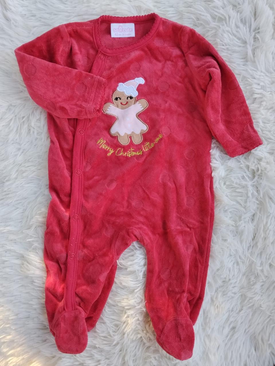Mameluco Bebé Rojo Merry Christmas Velour